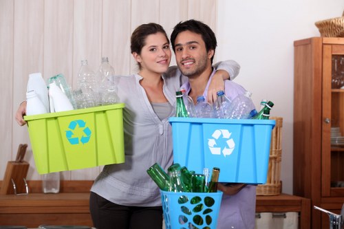 Household waste being sorted for recycling in Muswellhill